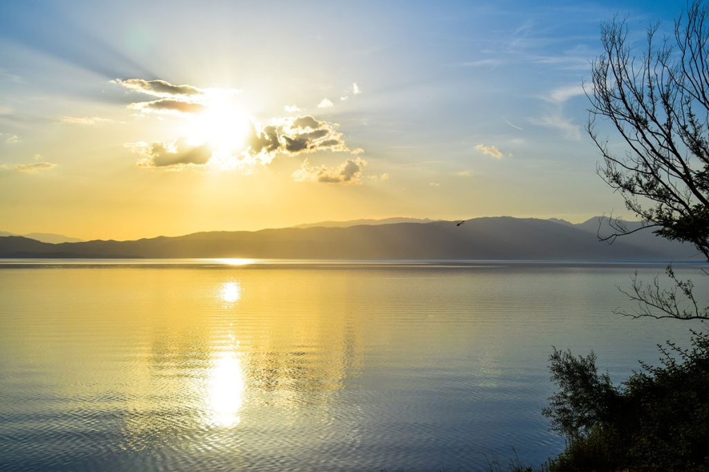 Sunset Ohrid northern Macedonia