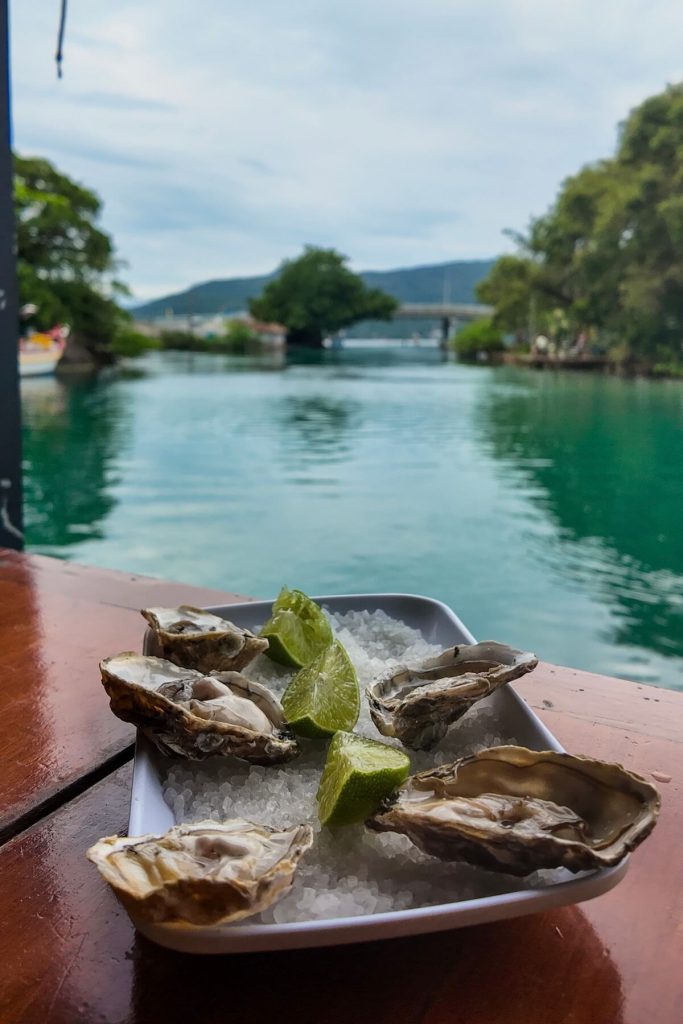 fresh oysters at the lake Lagoa da Conceição in florianopolis