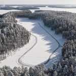 Skating on natural ice Lake Saima Finland