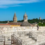 View from the upper ring of Les Arènes de Nîmes over the city of Nîmes