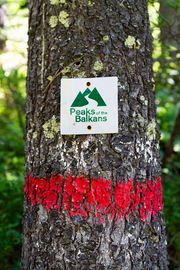 Signposts along the Peaks of the Balkans trail