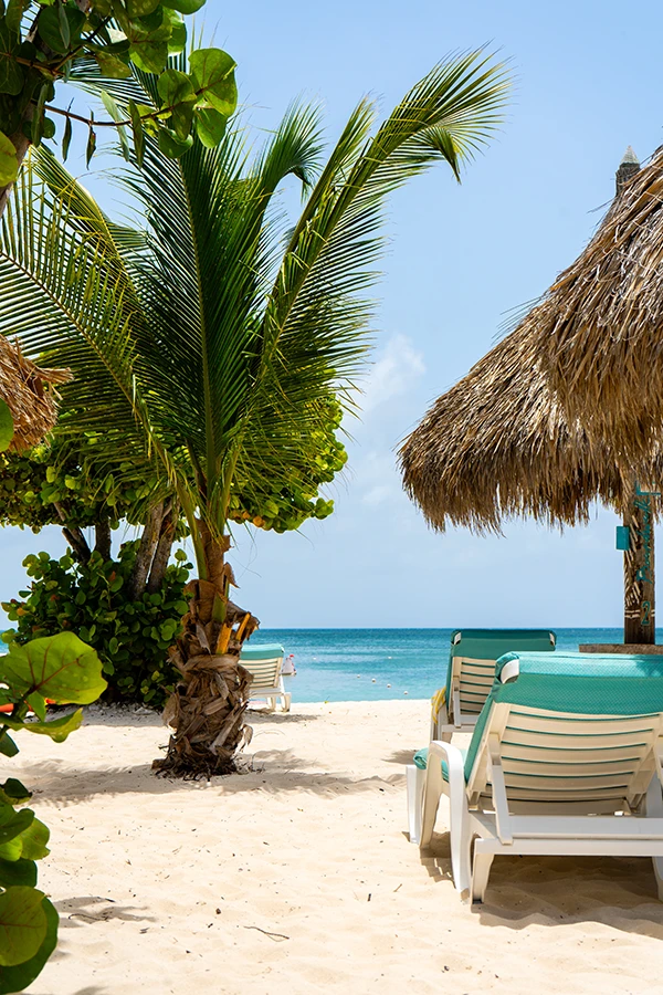 The Boardwalk Hotel's private beach in Palm Beach