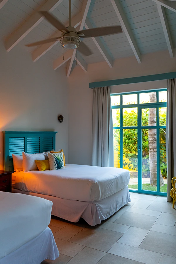 The spacious bedroom in our Boardwalk casita