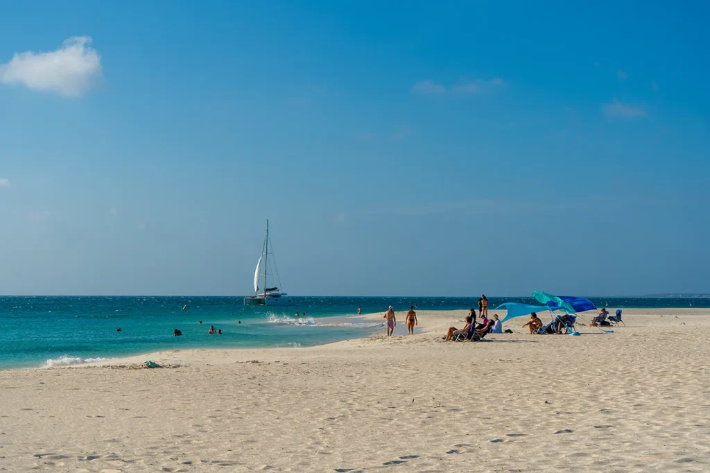 The sandy beach at Manchebo Beach in Aruba, one of the most beautiful beaches