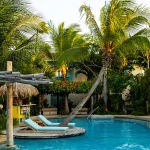 Swimming Pool, Boardwalk, Hotel, Sunset