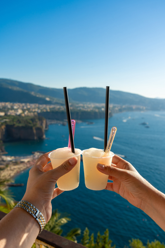 An Italian Lemon Granita with a view of Sorrento