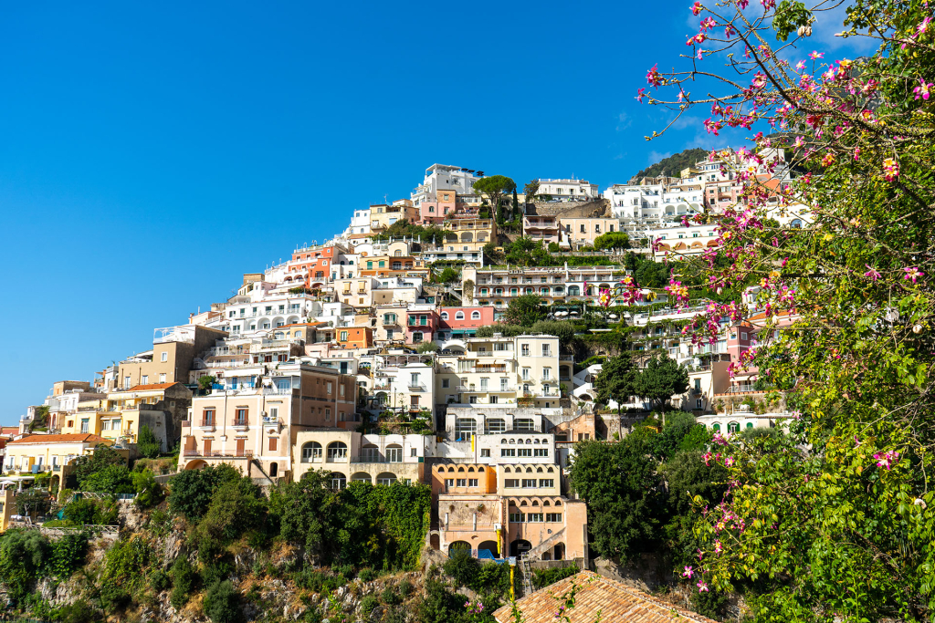 View of Positano, one of the most beautiful villages on the Amalfi Coast in Italy