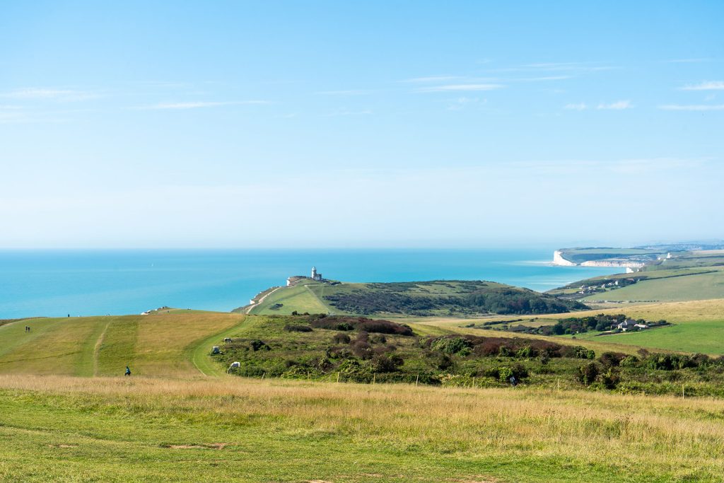 The spectacular chalk cliffs of Beachy Head on the south coast—for Travander’s best travel tips for England.
