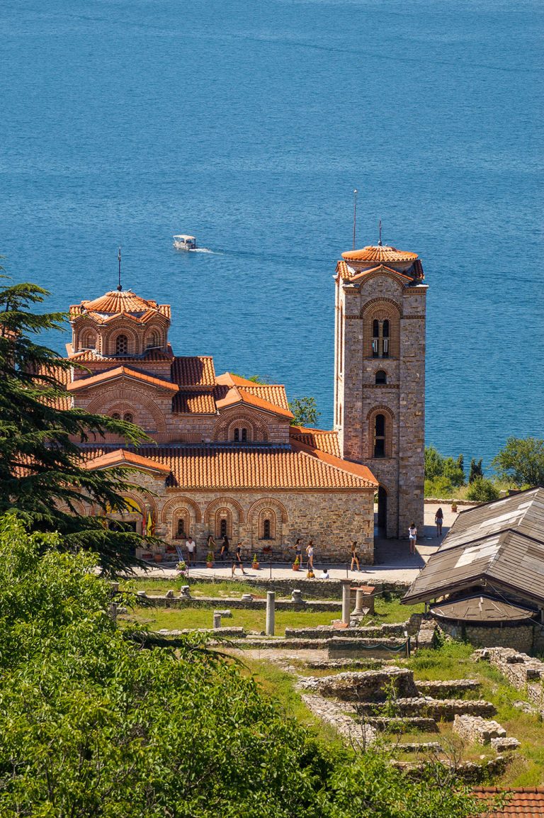 Landmark in the city of Ohrid on Lake Ohrid in North Macedonia