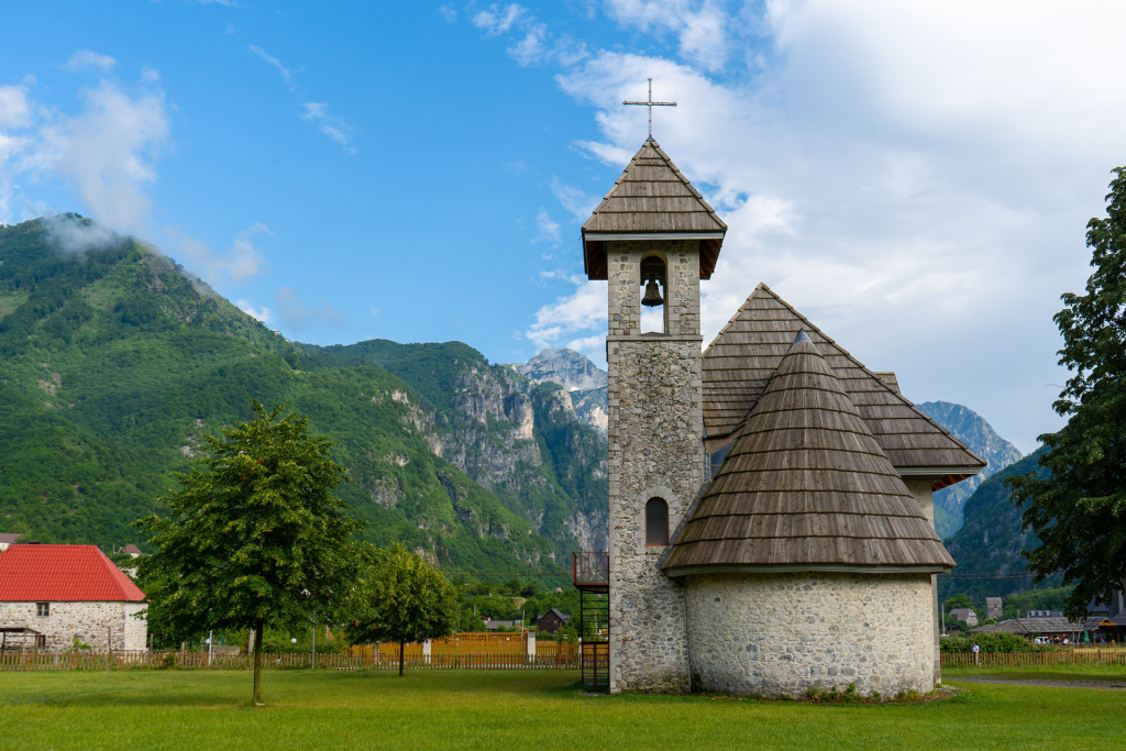 The iconic little church in Theth, Albania