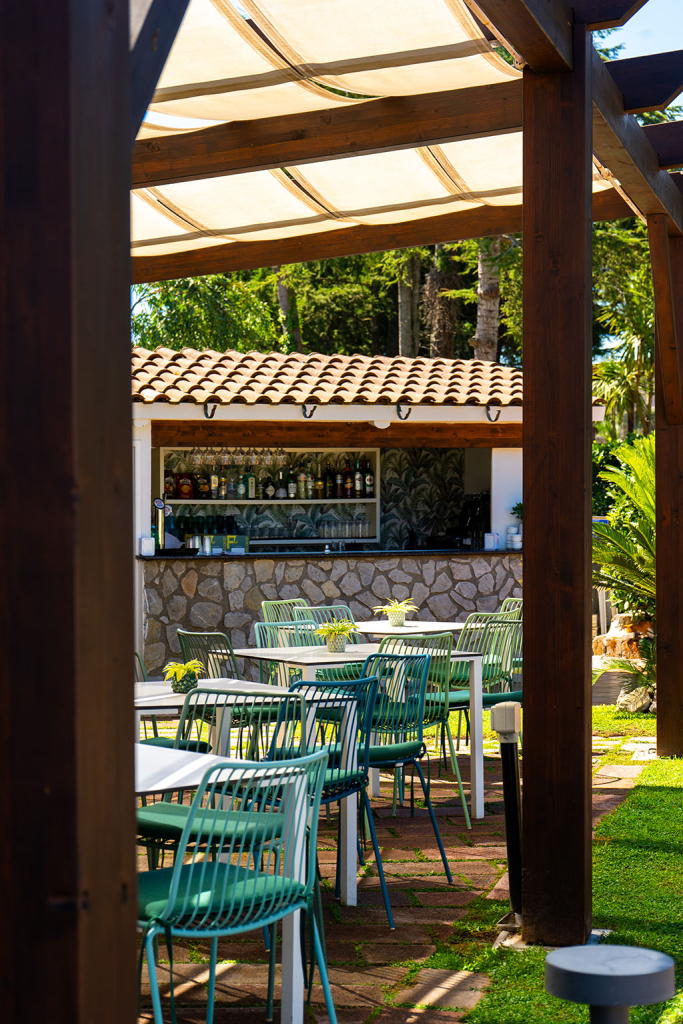 The outdoor terrace at Hotel 'O Sole Mio in Sant'Agata