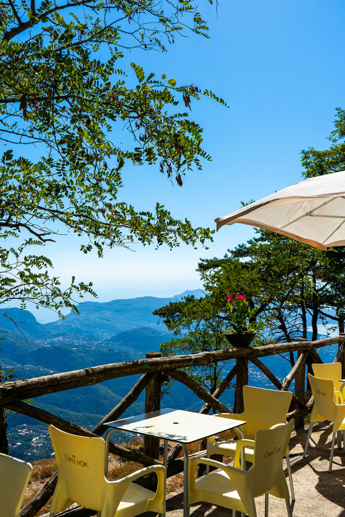 Up at Monte Faito, you'll find this outdoor terrace with a view of Sorrento