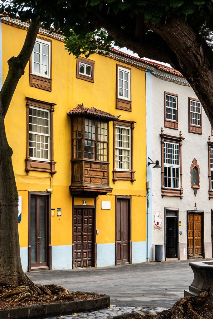 Colorful Historic Buildings with Wooden Balconies in La Laguna, Tenerife