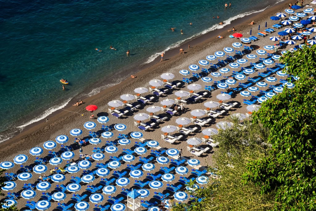 The beach at Positano on the Amalfi Coast